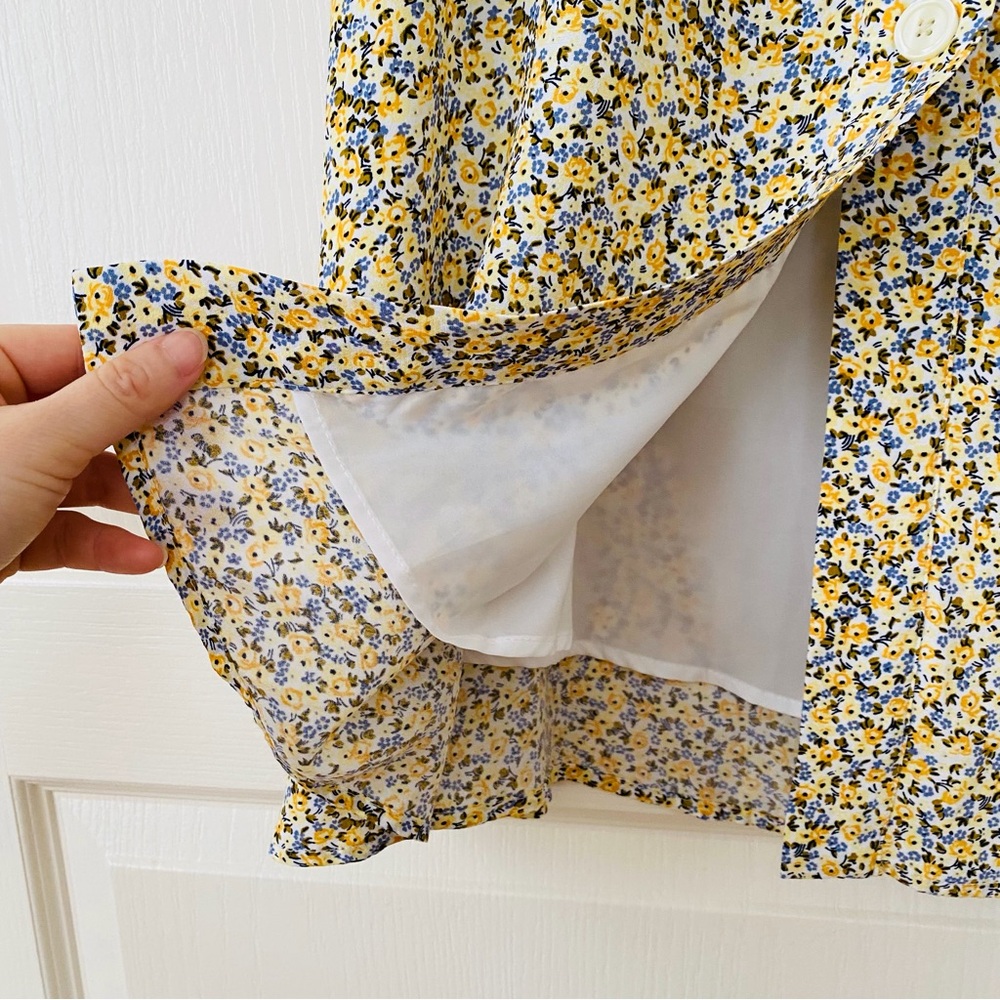 NWOT Gap Yellow Blue Floral A-lined Button Front Maxi Lined Skirt Size 4 - Picture 5 of 9